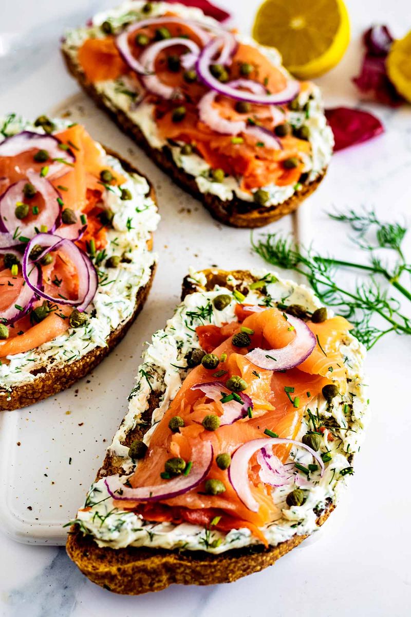 Smoked Salmon with Cream Cheese, Capers, and Dill