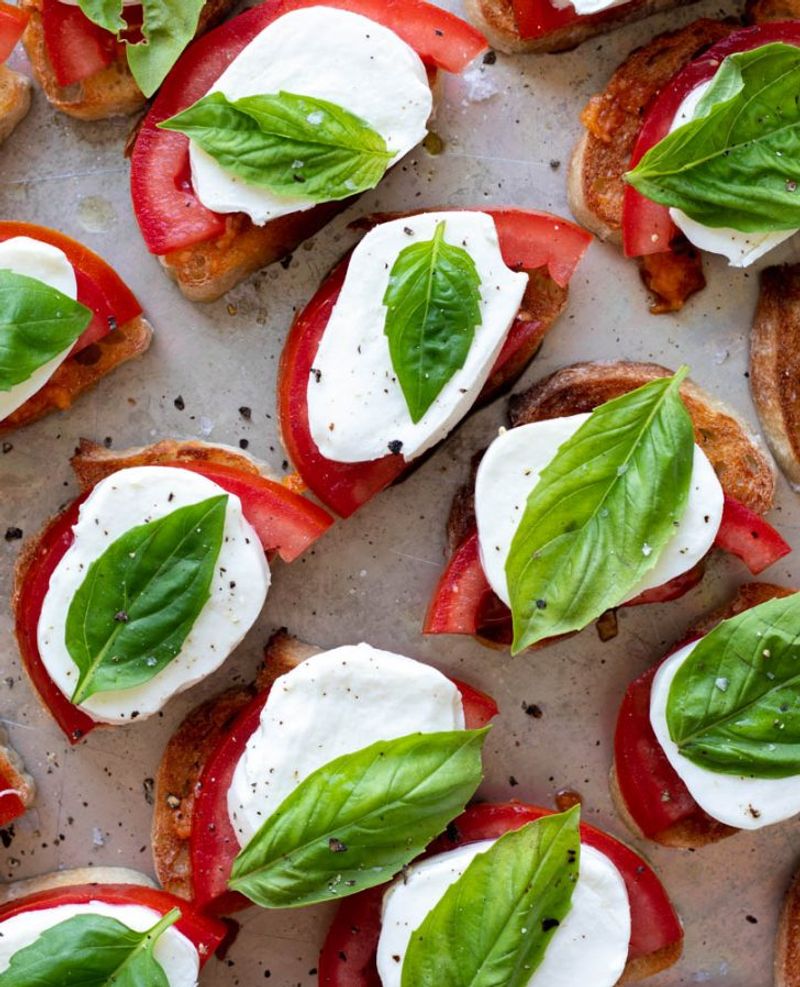 Mozzarella and Basil Bruschetta Toast