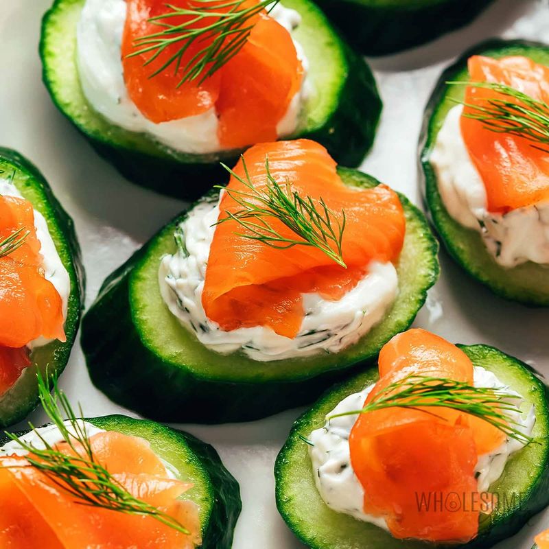 Smoked Salmon On Cucumber Slices