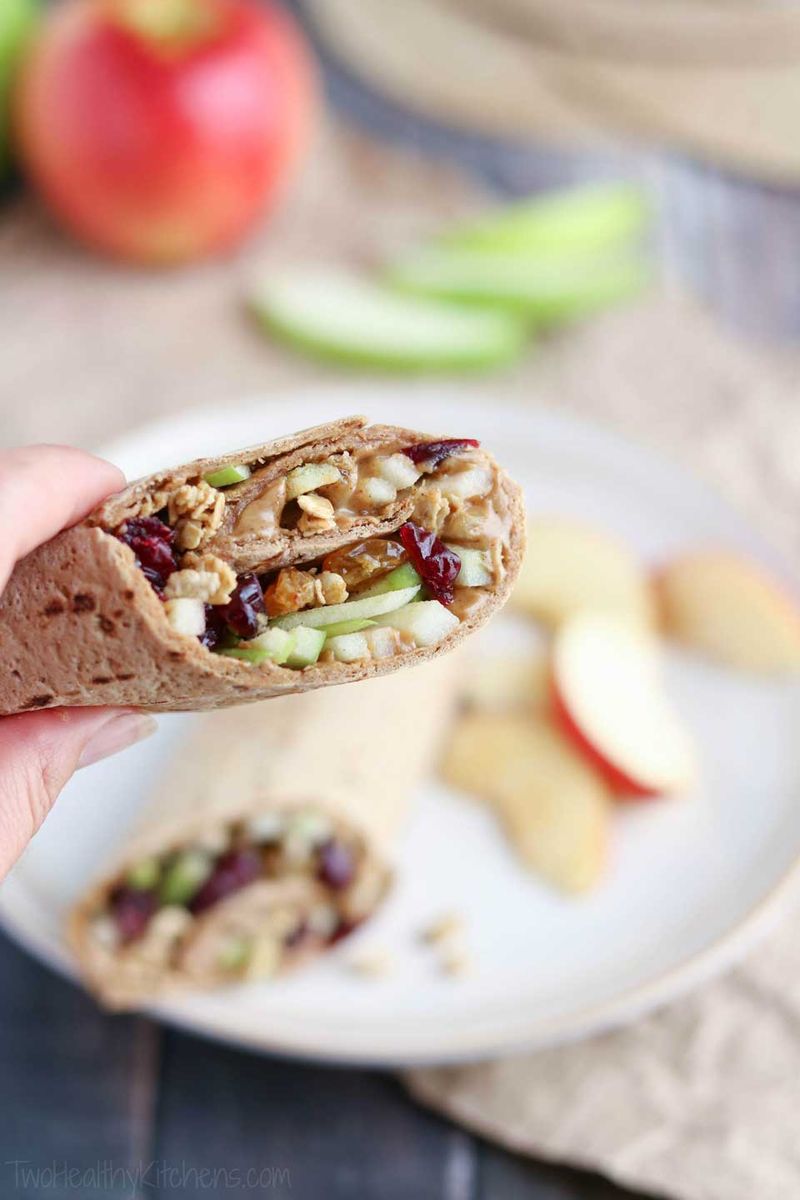 Apple, Almond Butter, and Granola Wrap