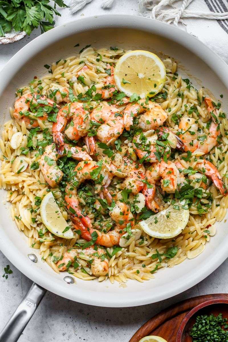 Lemon and Prawn Orzo Bake