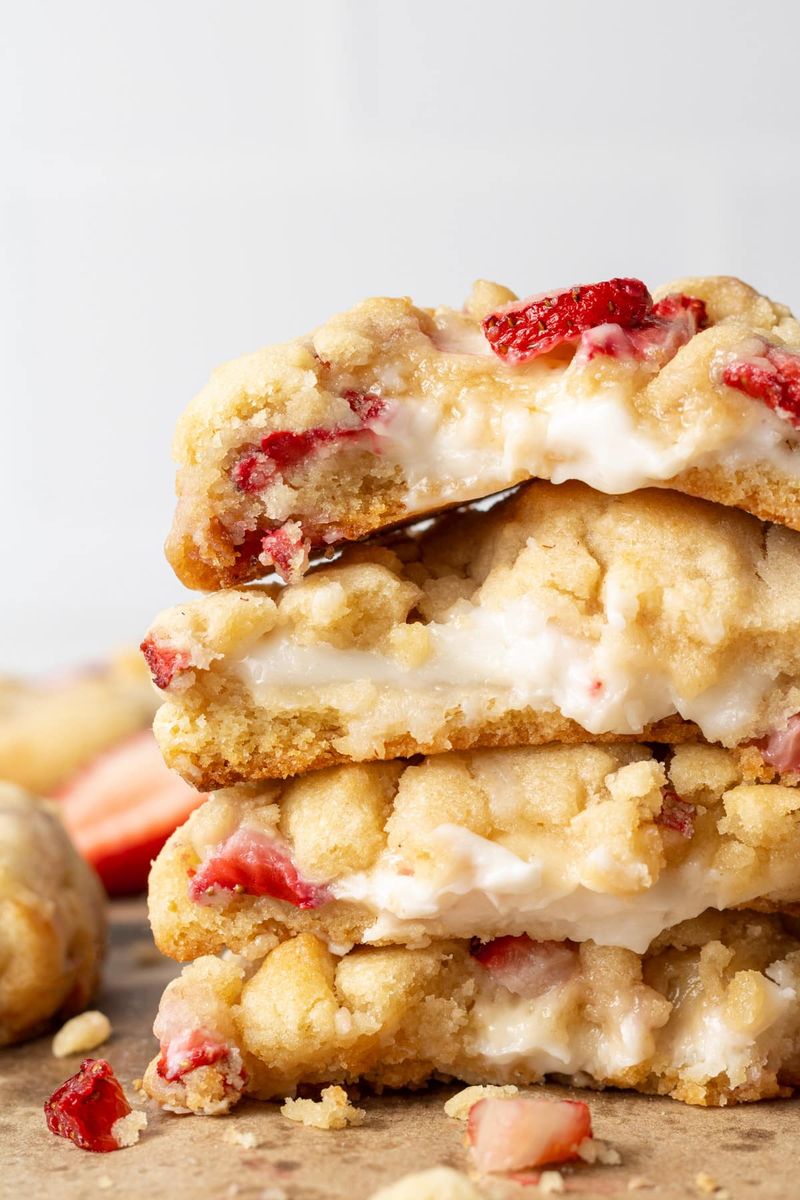 Strawberry Cheesecake Stuffed Cookies