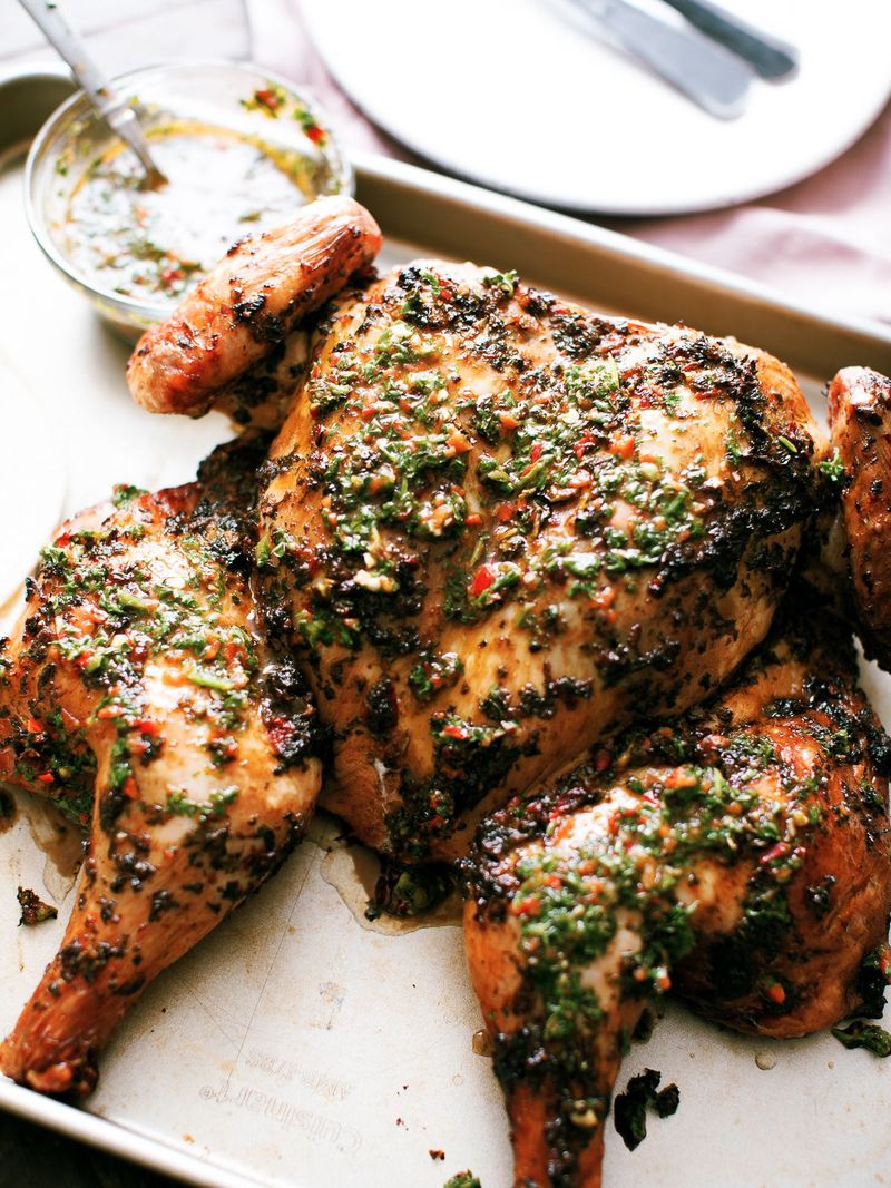 Spatchcock Roast Chicken with Chimichurri