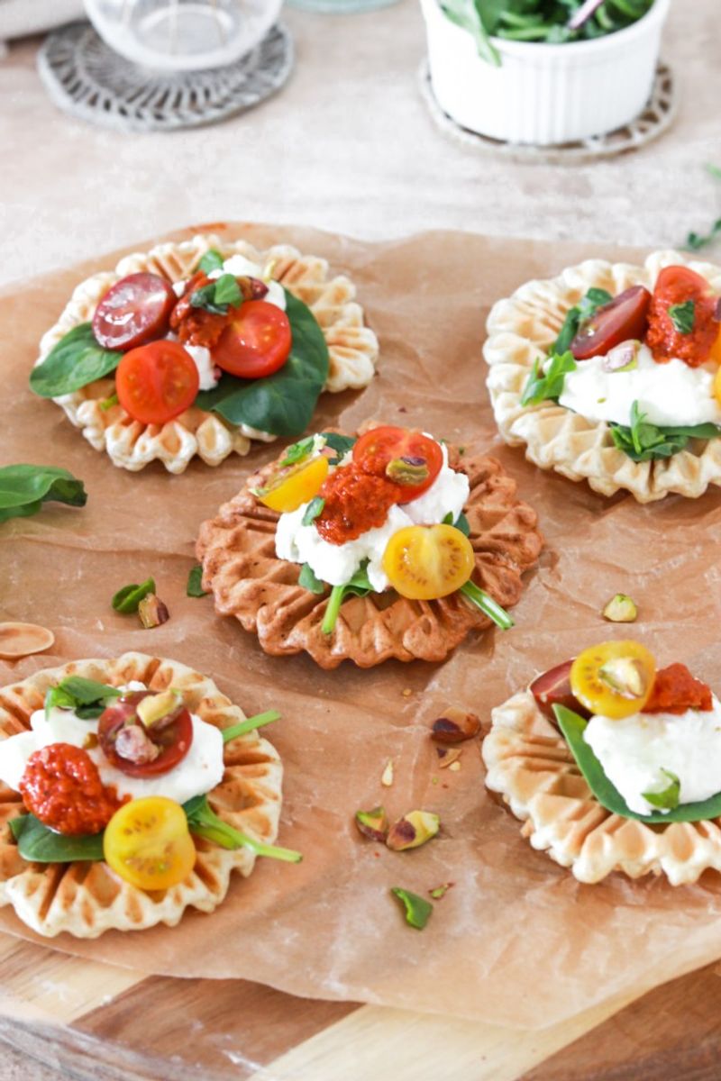 Halloumi And Roasted Tomato Waffles
