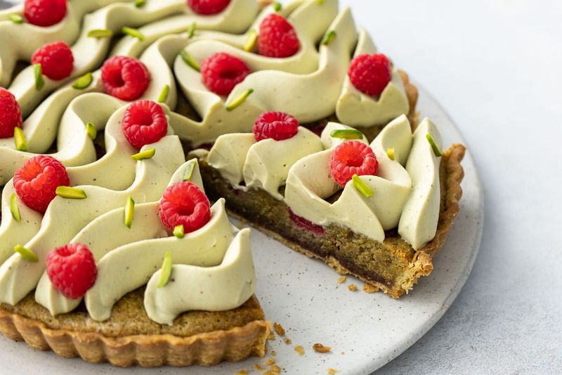 Pistachio and Raspberry Tart