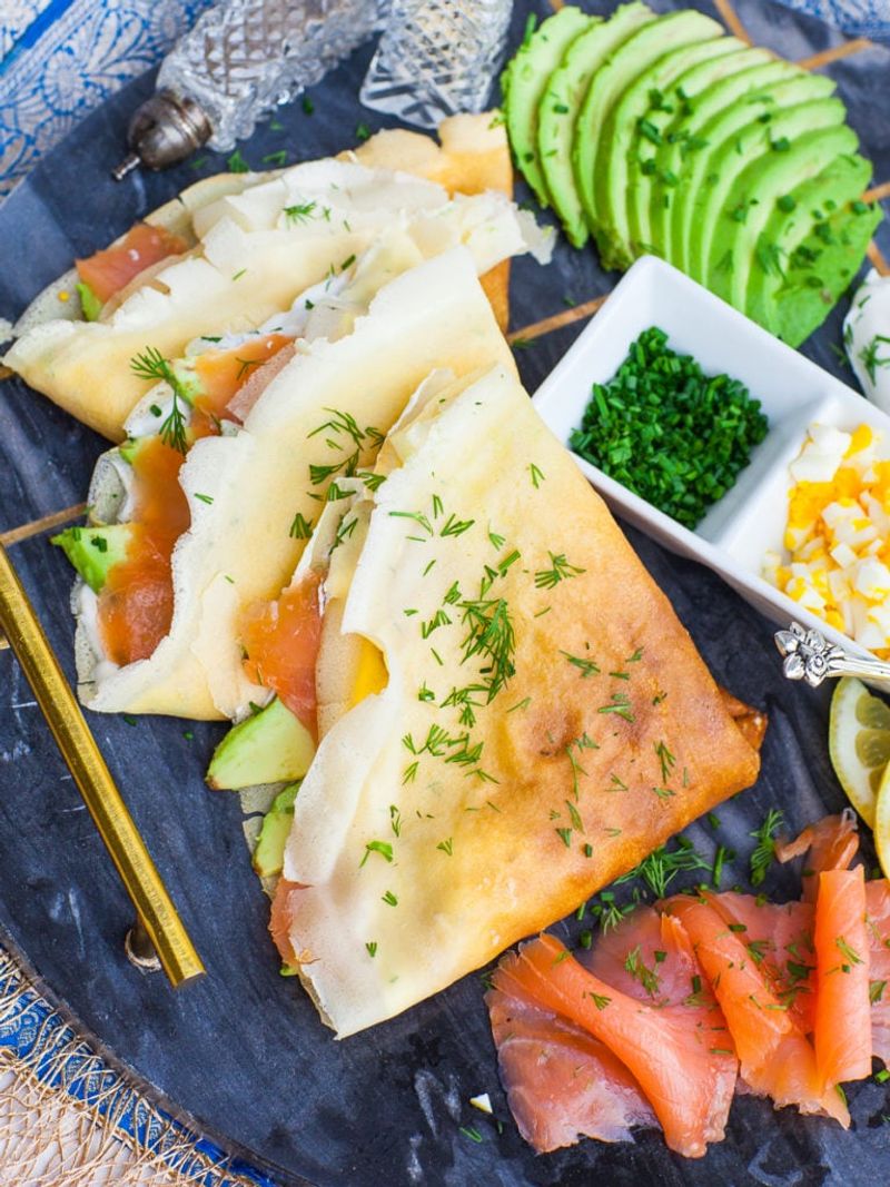 Smoked Salmon And Cream Cheese Crepe Pancakes