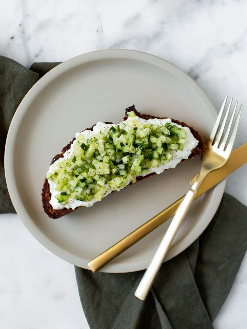 Cream Cheese and Cucumber Dill Toast