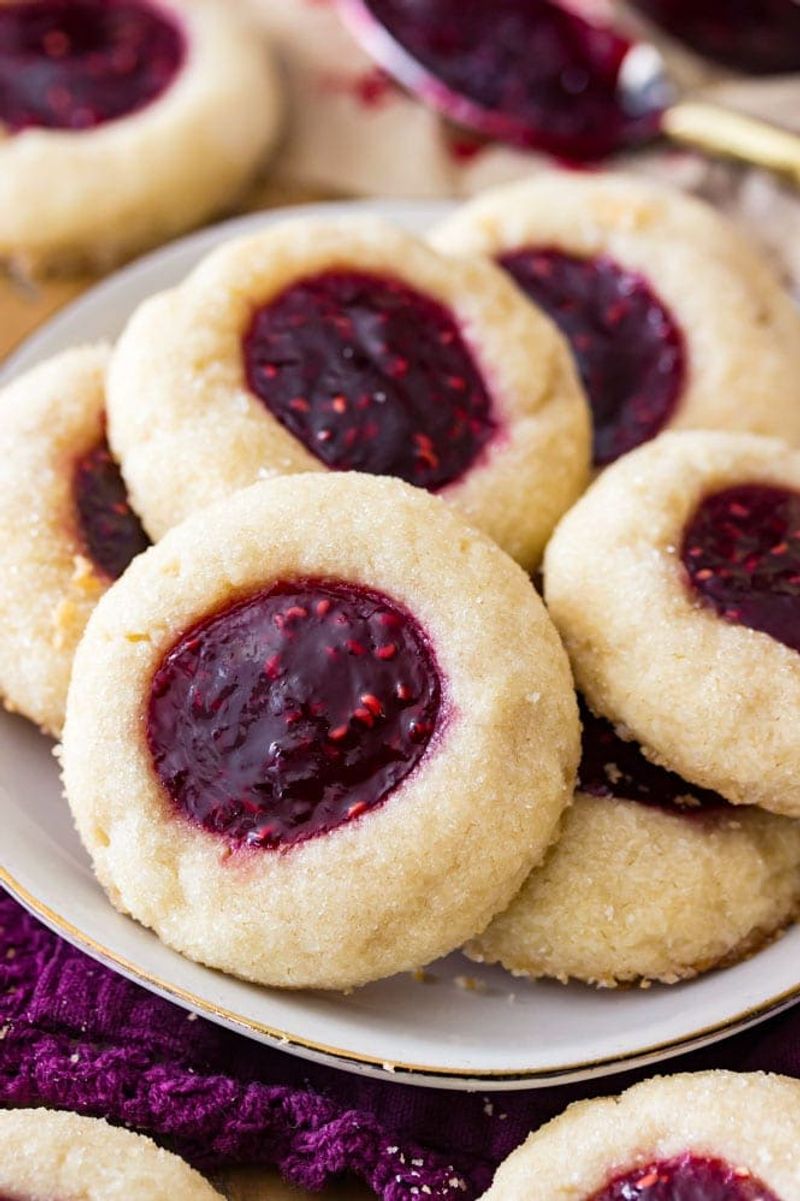 Raspberry Jam Thumbprint Biscuits