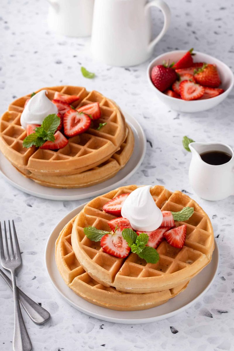Strawberries And Cream Waffles