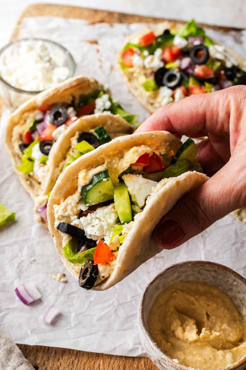 Hummus and Veggie Pita Wrap