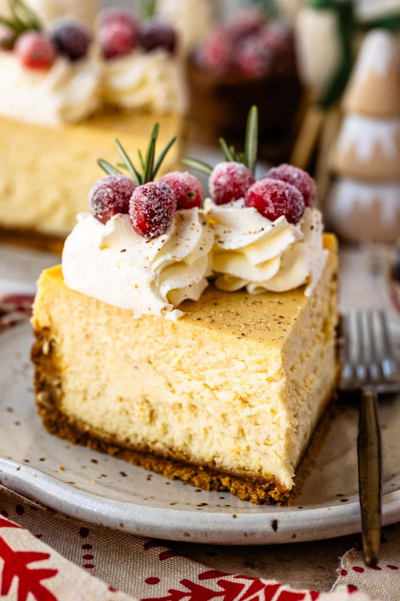 Nutmeg Spiced Eggnog Cheesecake