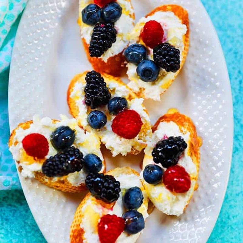 Ricotta Toast With Honey and Berries