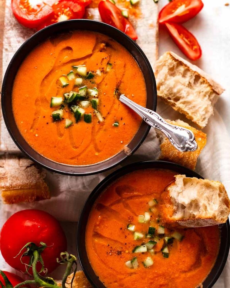 Chilled Gazpacho with Crusty Bread