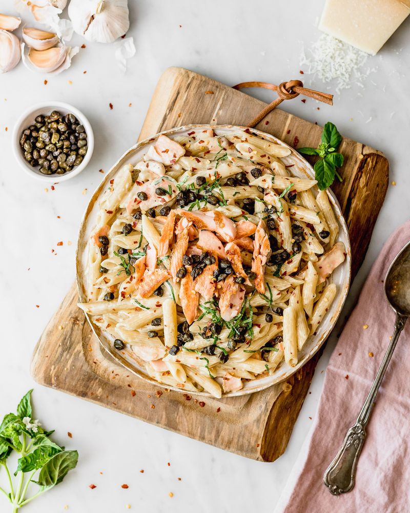 Salmon and Capers Pasta