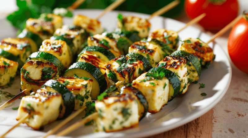 Courgette and Halloumi Skewers