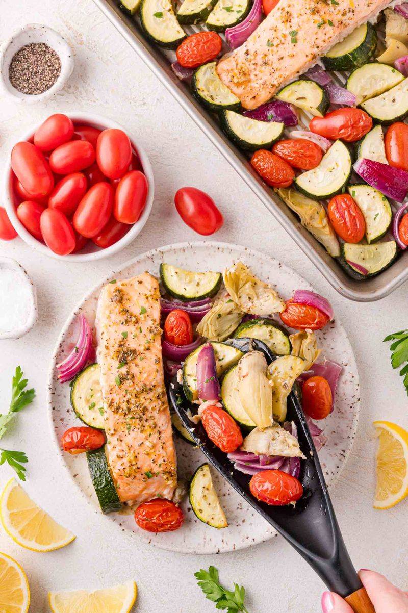 Courgette and Salmon Tray Bake
