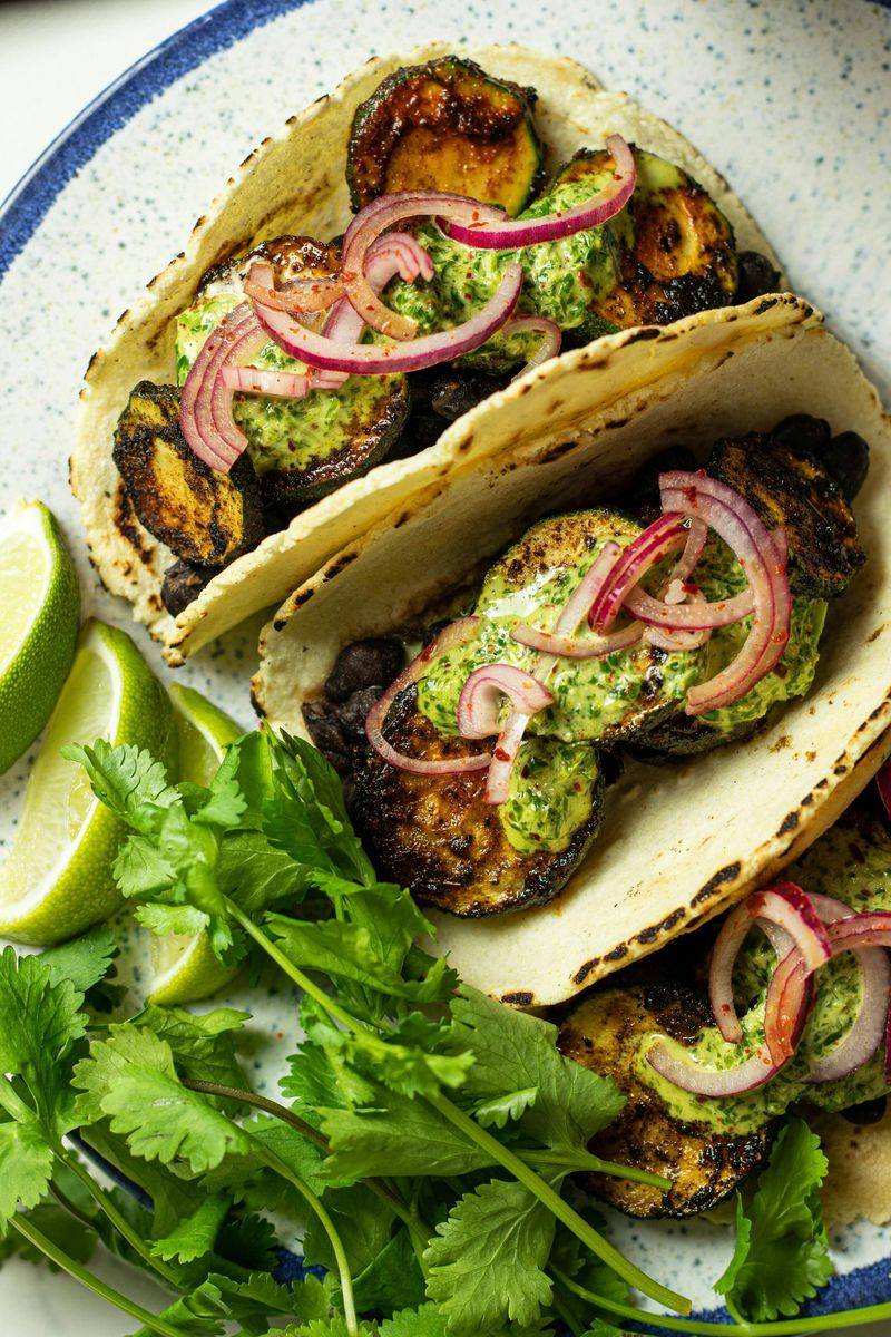 Courgette Tacos with Lime Crema