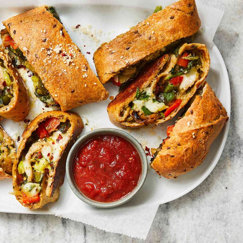 Pesto and Sun-Dried Tomato Stromboli