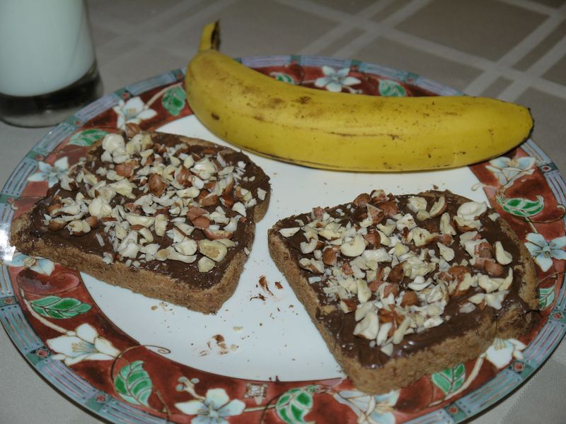 Nutella and Crushed Hazelnuts Toast