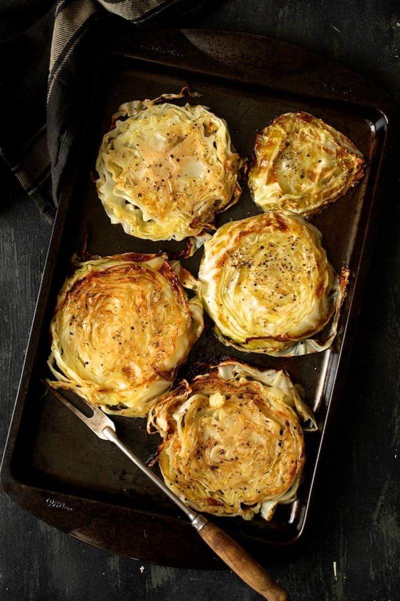 Roasted Cabbage Steaks with Dijon Mustard Dressing