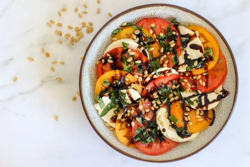 Caprese Salad with Toasted Pine Nuts