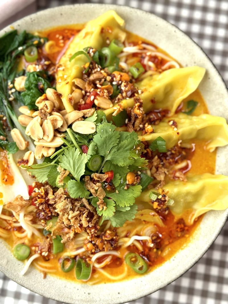 Wonton Soup Noodle Bowls with Crispy Toppings