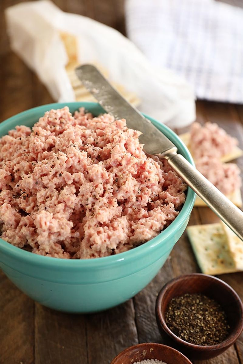 Deviled Ham Spread on Crackers