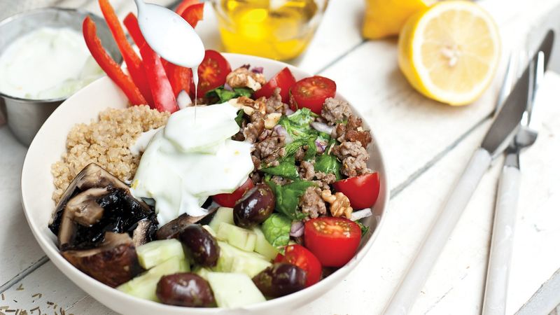 Gyro-Inspired Beef and Veggie Bowl