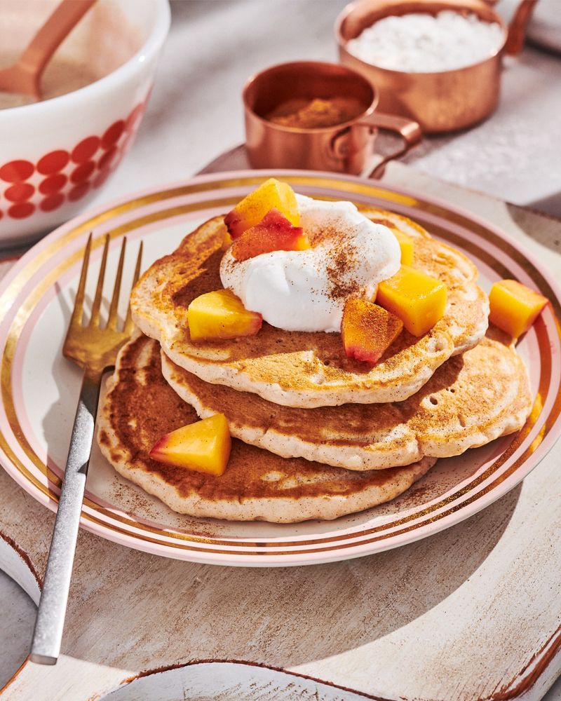 Pancakes Made With Buttermilk and Topped With Yogurt