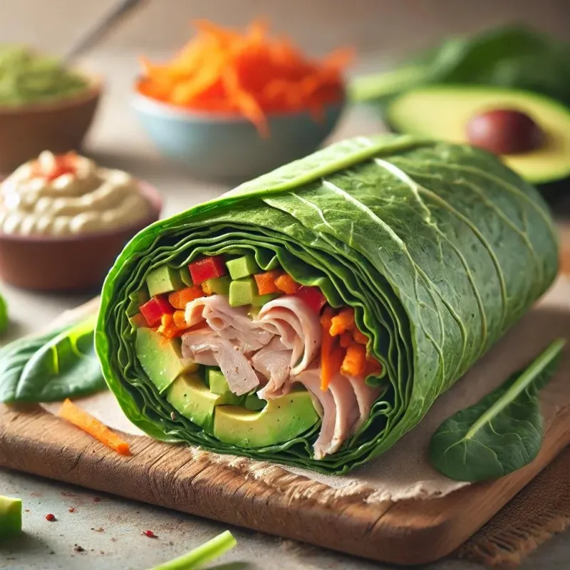 Turkey and Hummus Collard Green Wraps