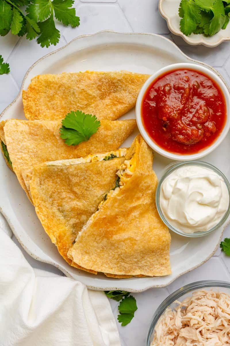 Cheese Quesadilla with Mystery Salsa