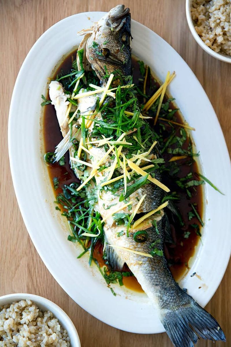 Chinese Steamed Fish with Ginger and Soy