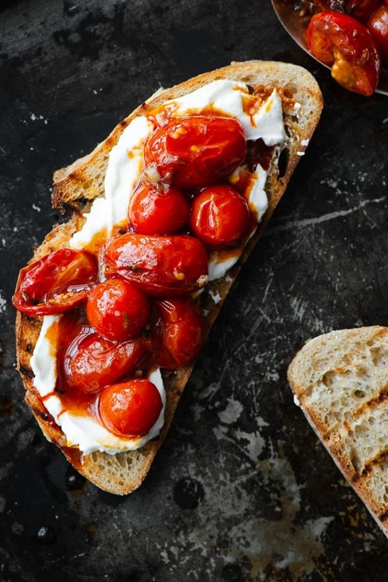 Tumbled Roasted Tomatoes on Toast