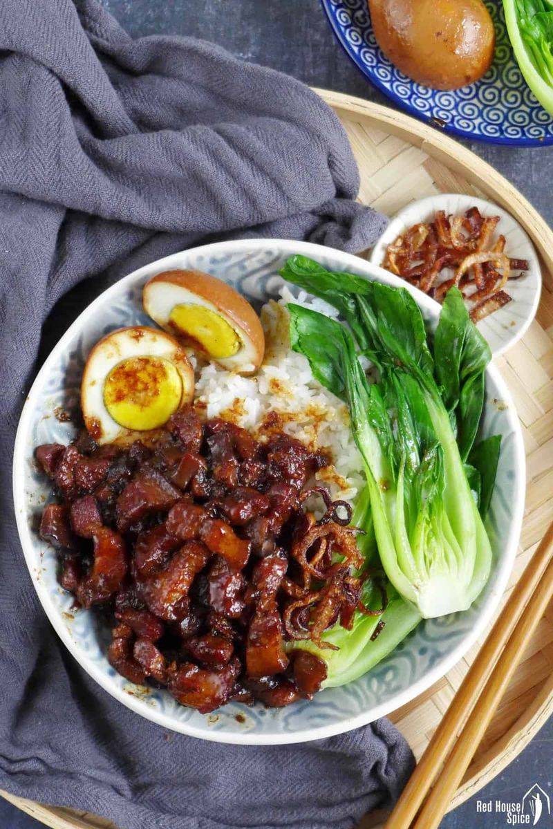 Taiwanese Braised Pork Belly Rice (Lu Rou Fan)