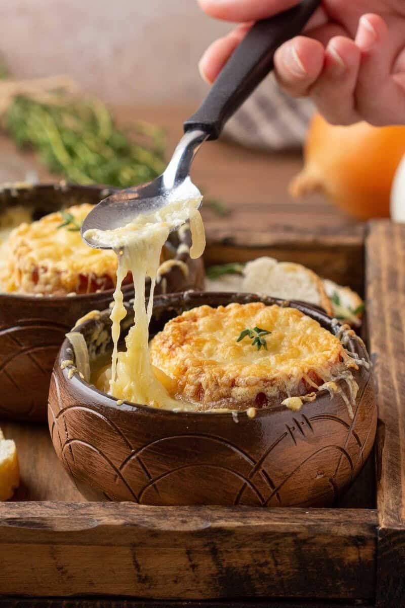Loaded French Onion Soup With Gruyere Crust