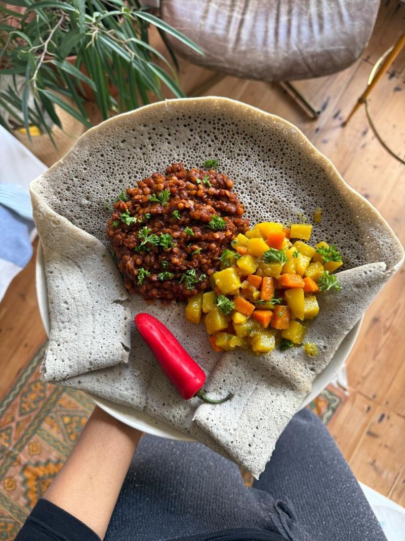 Ethiopian Injera with Lentil Stew (Misir Wat)