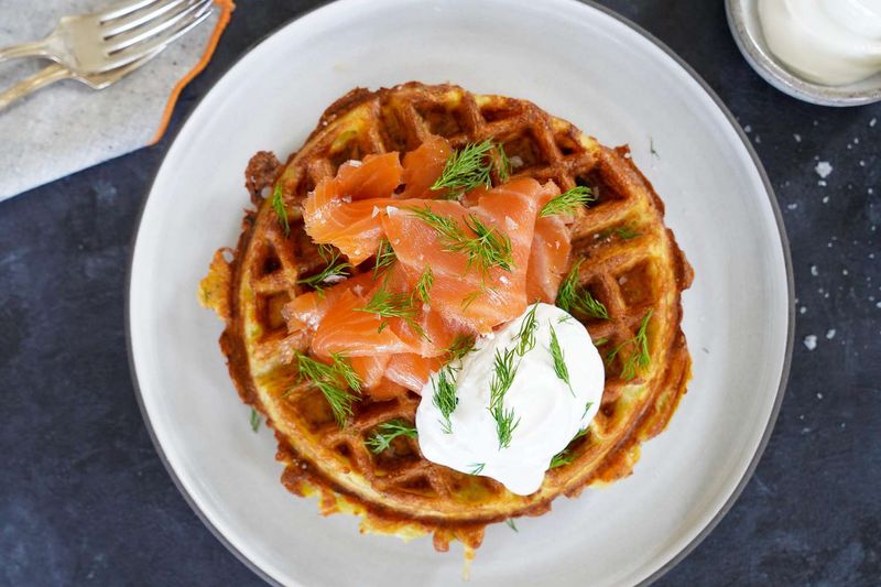 Smoked Salmon And Cream Cheese Waffles