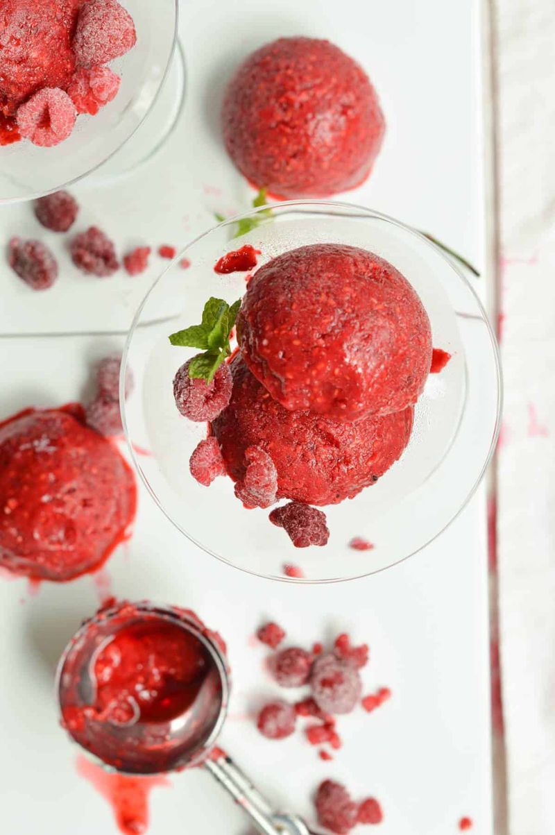 Raspberry Sorbet Spoonfuls
