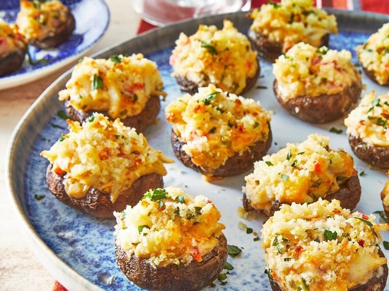 Lobster and Brie Stuffed Mushrooms