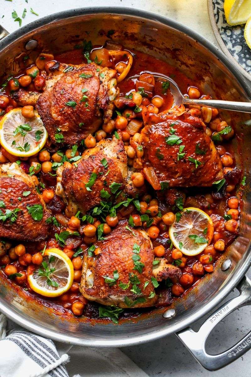 Moroccan Spiced Chicken with Chickpeas and Zucchini