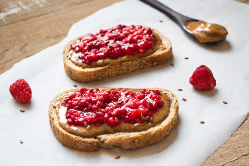 Almond Butter and Raspberry Jam Toast