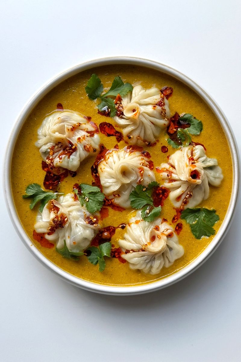 Nepalese Jhol Momo in Curry Broth