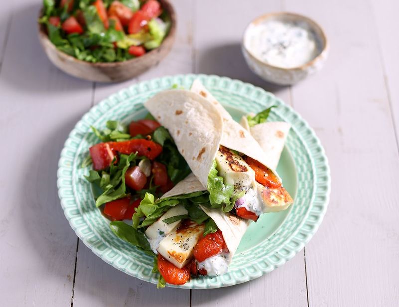 Halloumi and Roasted Pepper Wraps