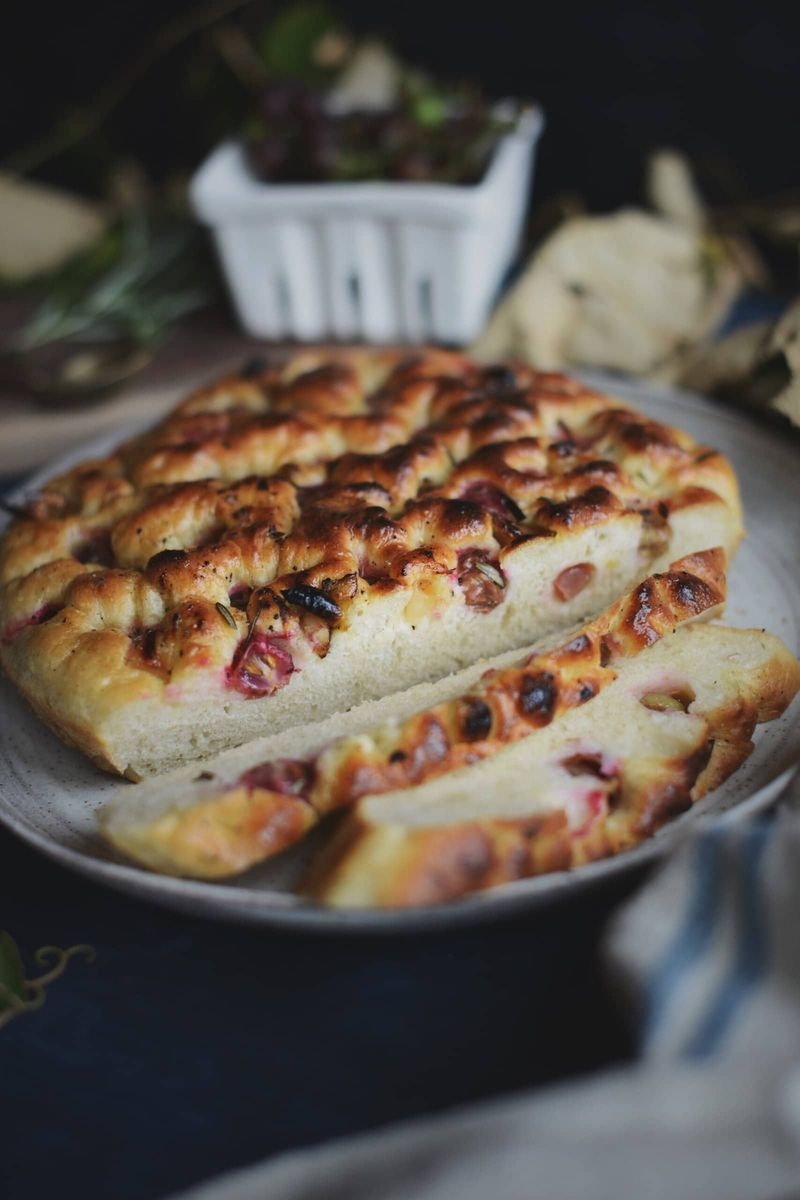 Sourdough Focaccia with Roasted Grapes and Rosemary