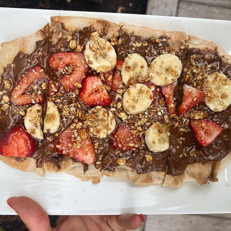 Granola Breakfast Pizza with Nutella and Fruit