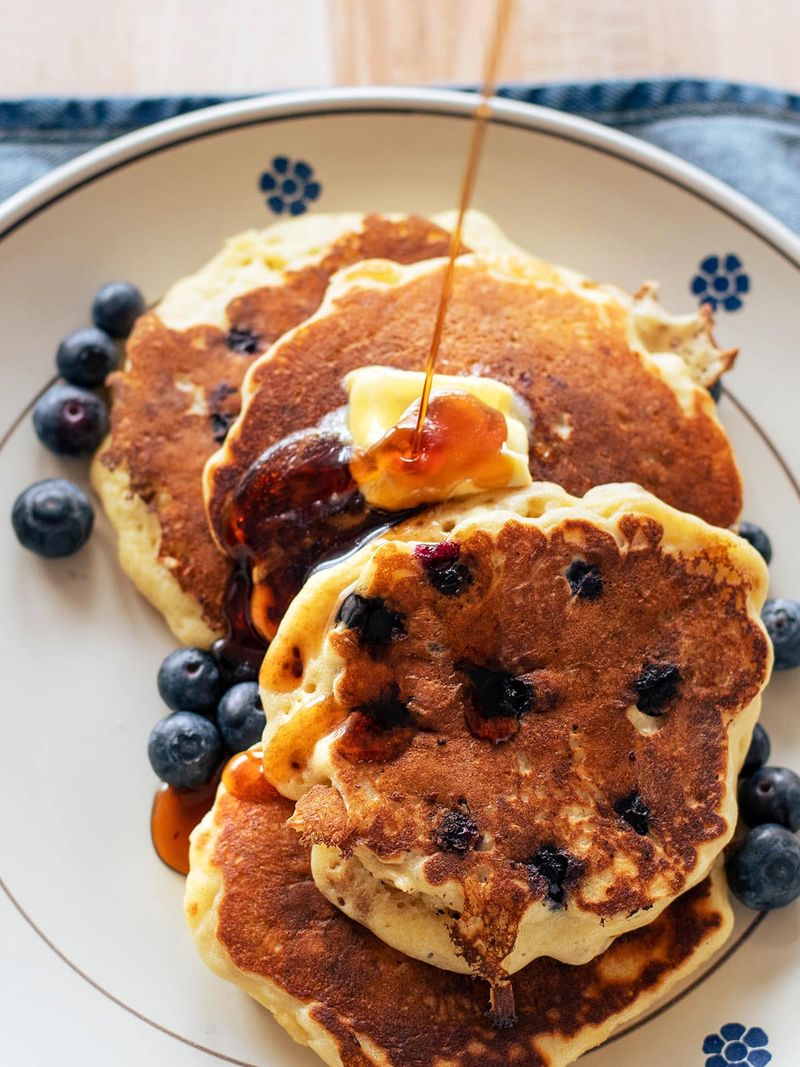 Granola Pancakes with Maple Syrup