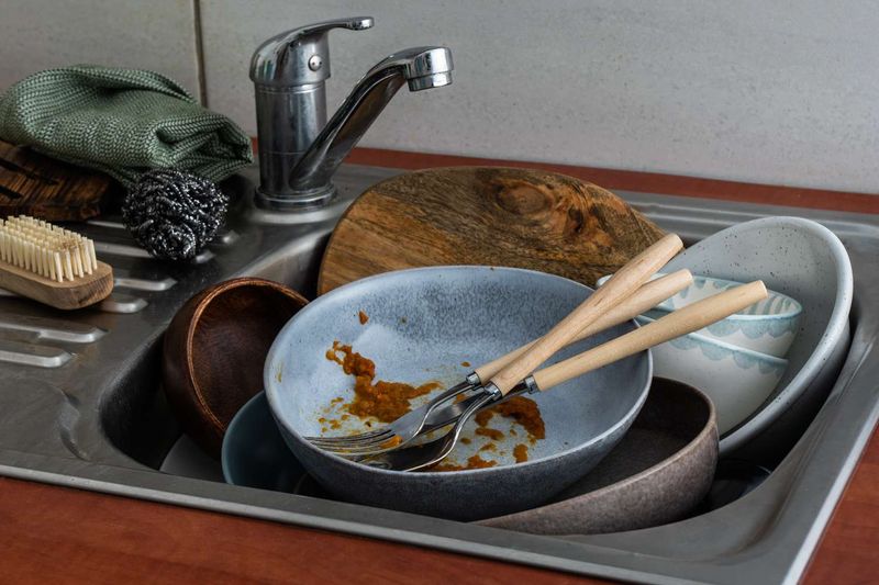 Dirty Dishes with Food Residue