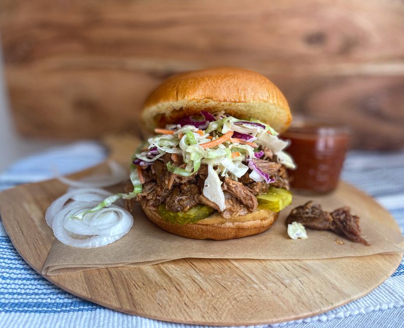 Pulled Pork Burger with Apple Slaw