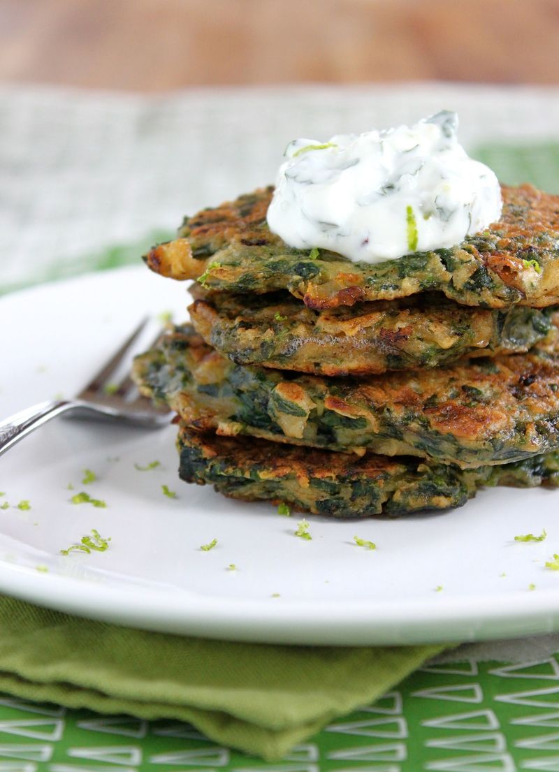Spinach Pancakes with Yogurt Dip