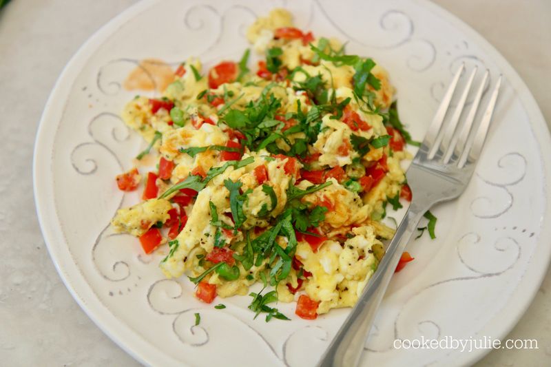 Scrambled Eggs with Leftover Veggies